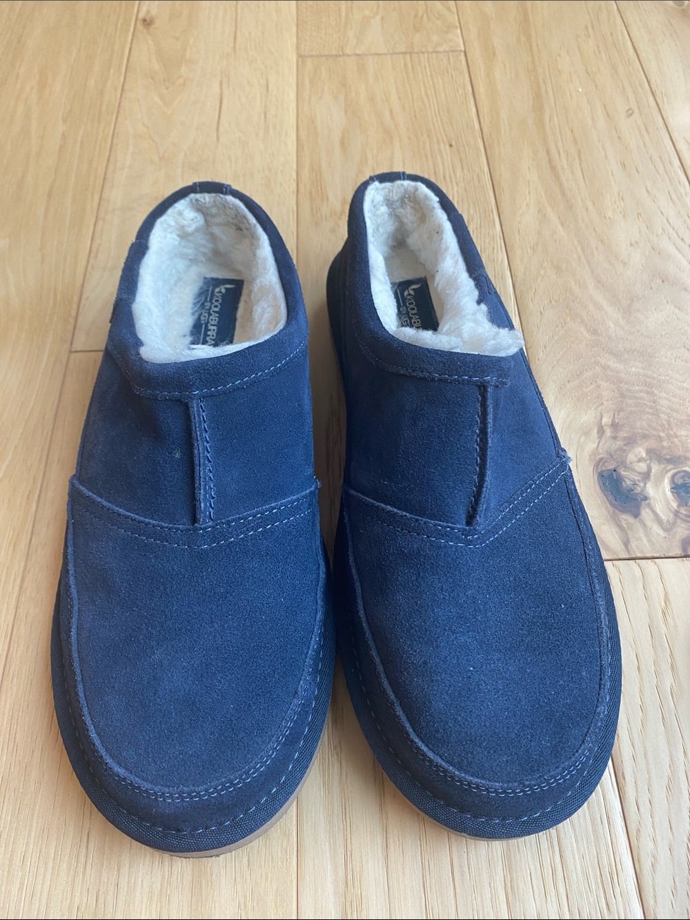 Koolaburra Navy Suede Slip-On Loafers with Cream Lining